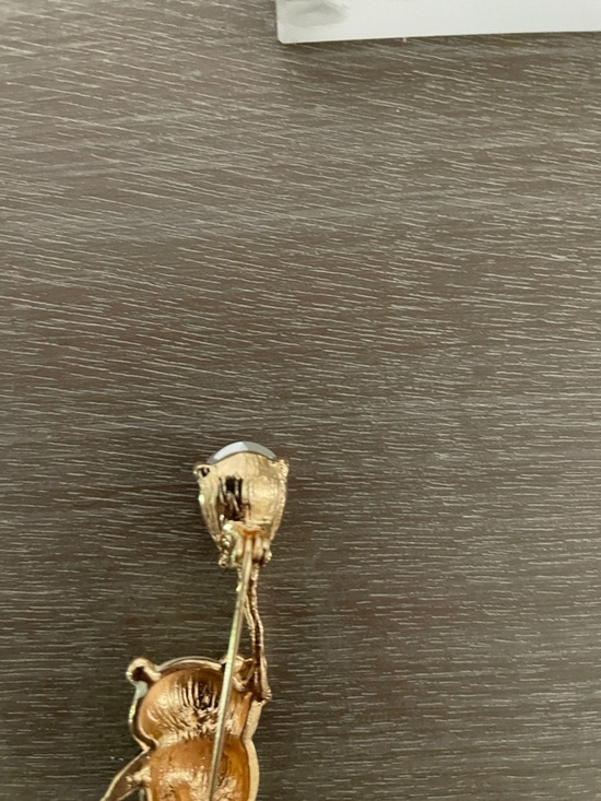 Artisan Pink and Black Panda Brooch with Gold Stem - Picture 3 of 8